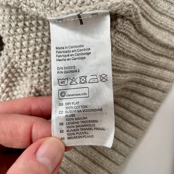 H&M Two Button Shawl Collar Pullover Sweater Lightweight Ribbed Cable, Size L - Picture 8 of 9